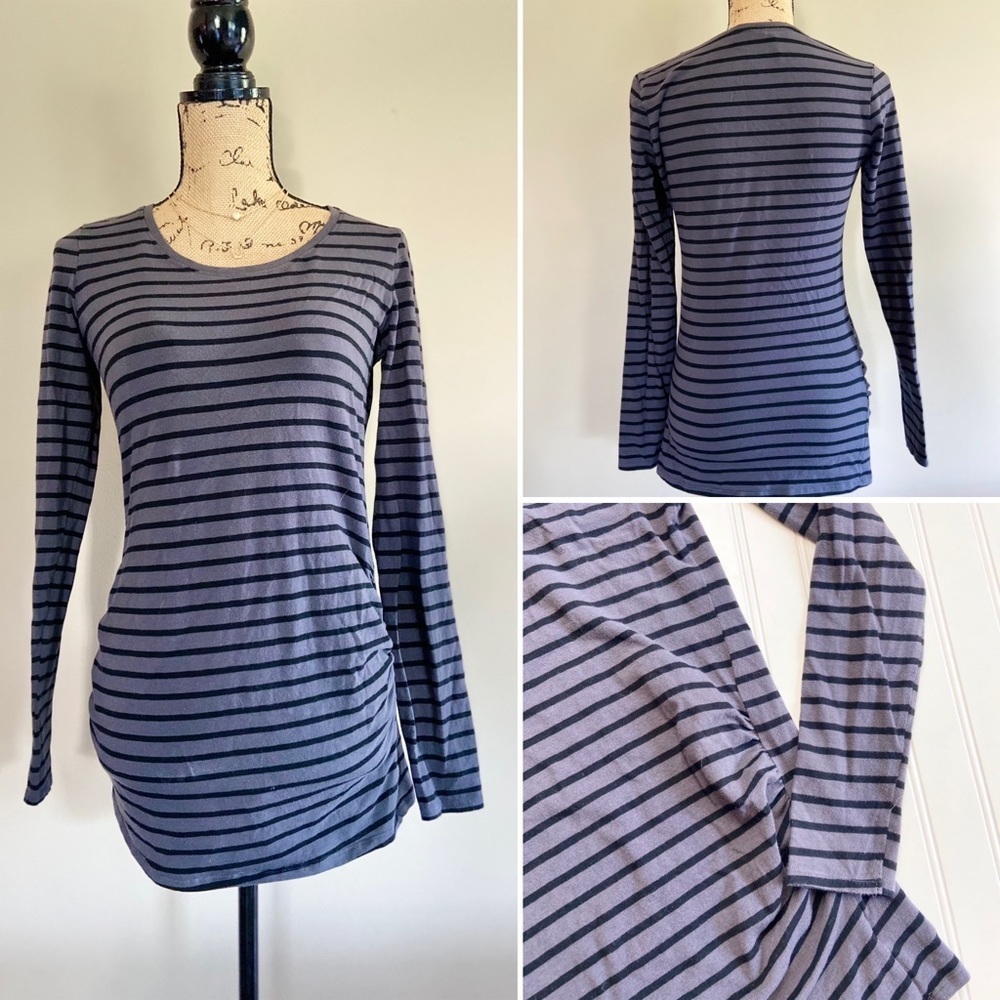 •Motherhood Maternity• gray striped maternity tee